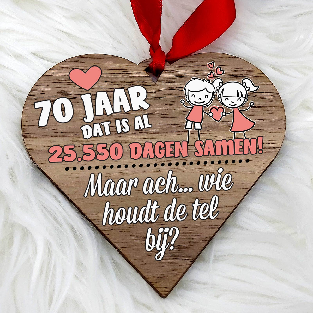 Al X Jaar Samen - Hart van Walnoot Hout - Bella Mia