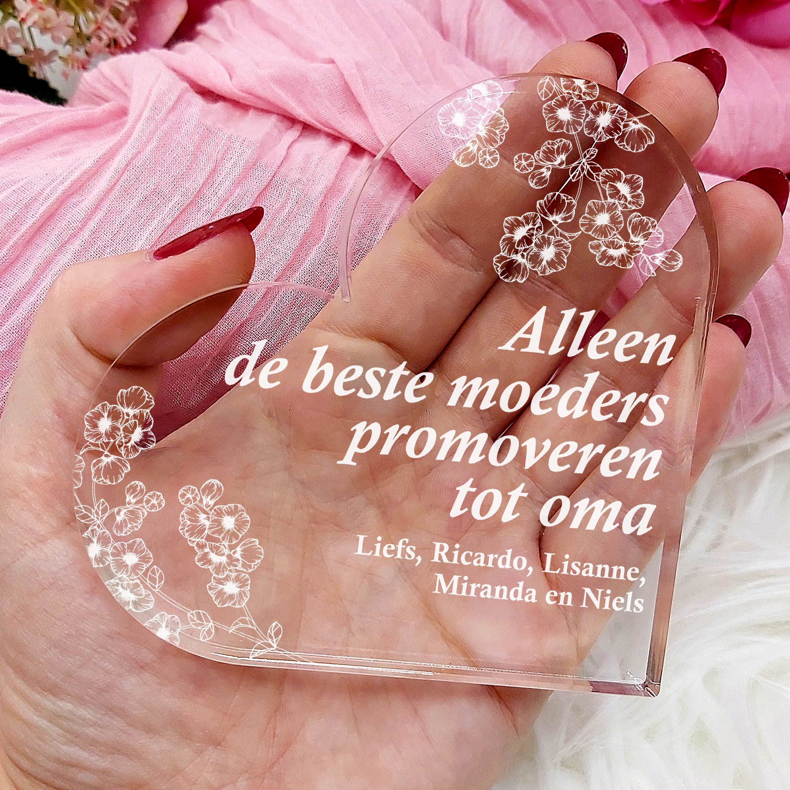 Alleen de Beste Moeders Promoveren Tot Oma Hart Van Plexi Glas - Bella Mia