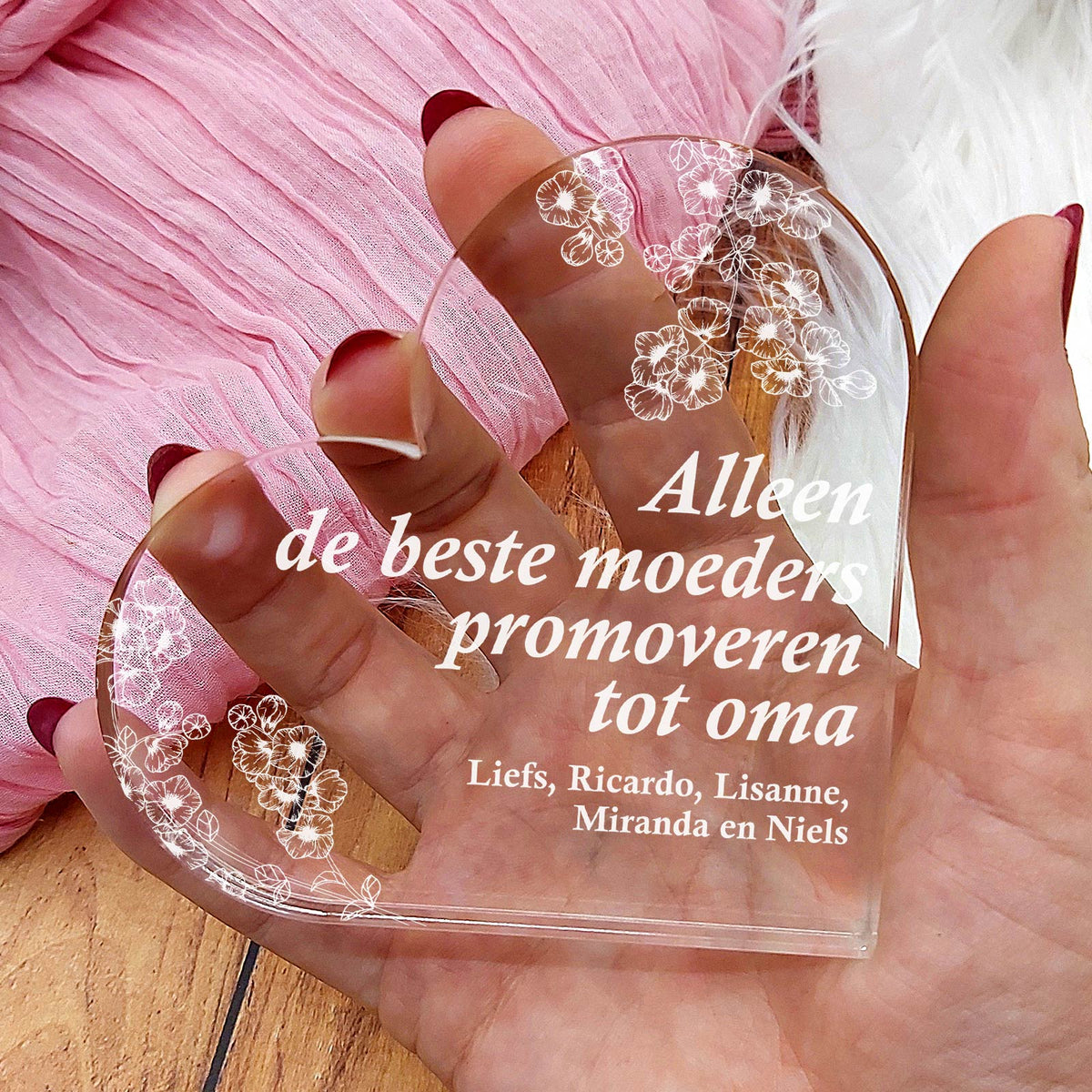 Alleen de Beste Moeders Promoveren Tot Oma Hart Van Plexi Glas - Bella Mia