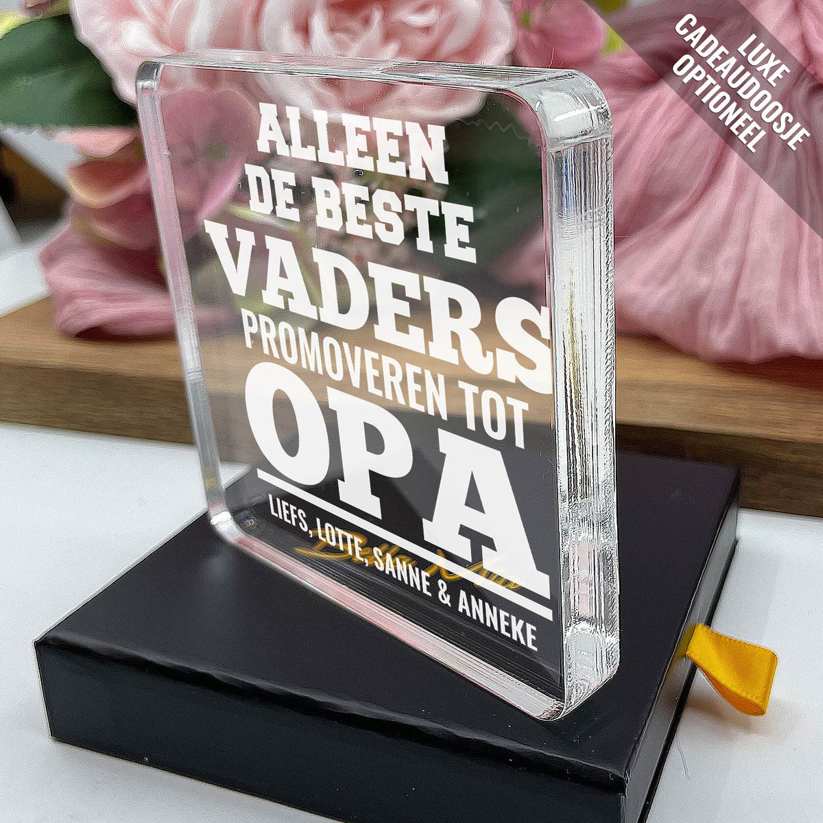Alleen de beste vaders promoveren tot opa Plexi Glas Cadeau - Bella Mia