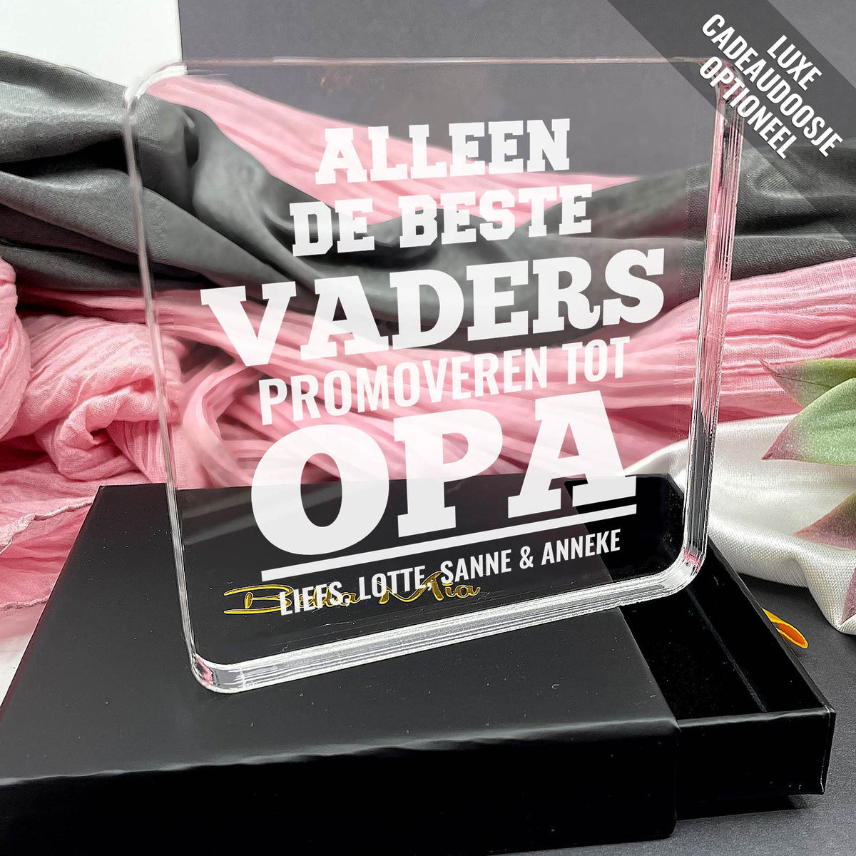Alleen de beste vaders promoveren tot opa Plexi Glas Cadeau - Bella Mia