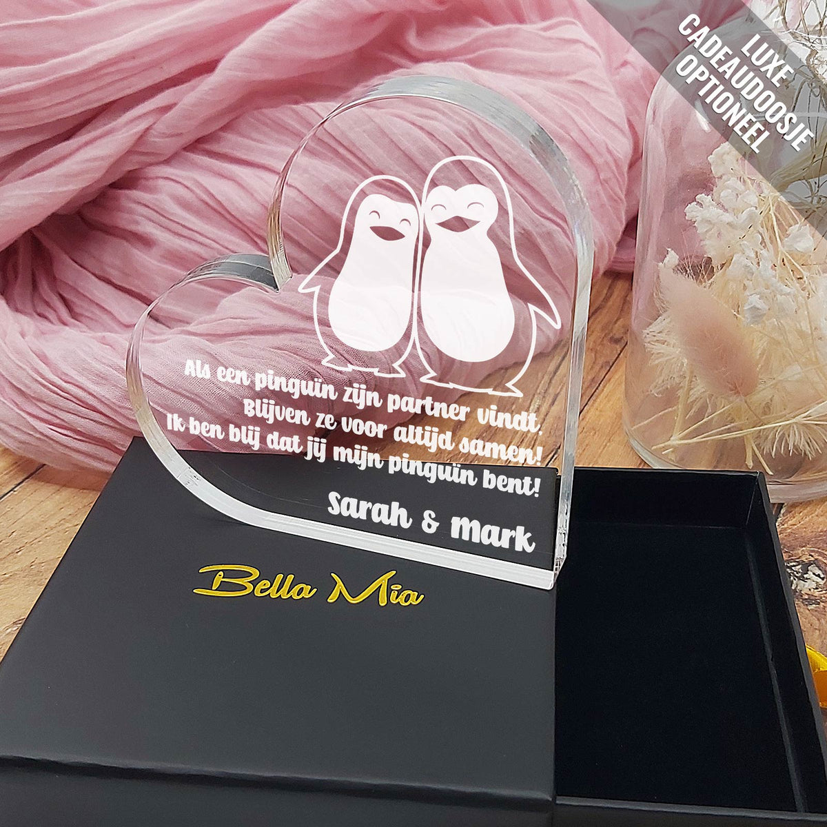 Als een Penguïn zijn partner vindt Hart van Plexi Glas - Bella Mia