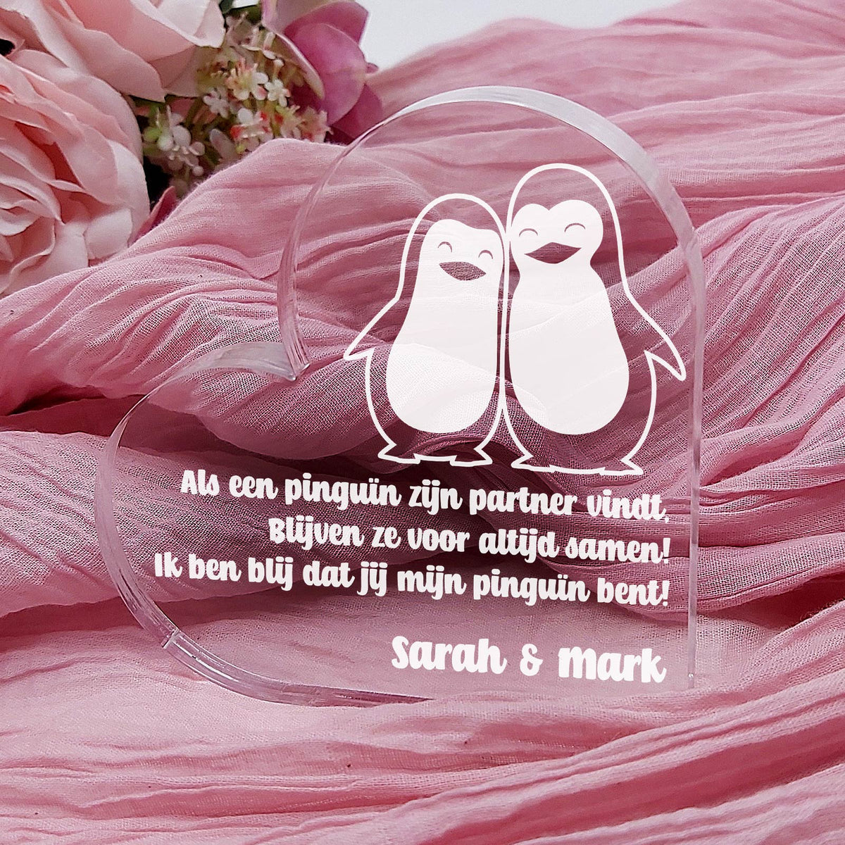 Als een Penguïn zijn partner vindt Hart van Plexi Glas - Bella Mia