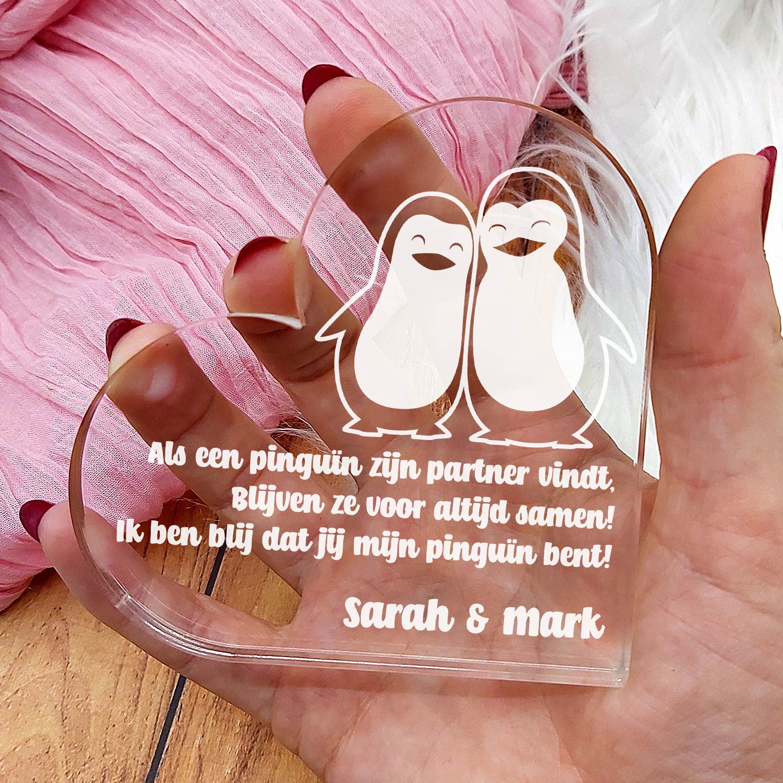 Als een Penguïn zijn partner vindt Hart van Plexi Glas - Bella Mia