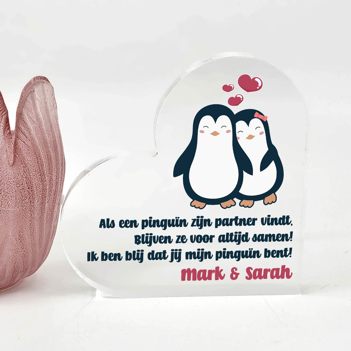 Als een Penguïn zijn partner vindt - Plexi Glas Hart - Bella Mia