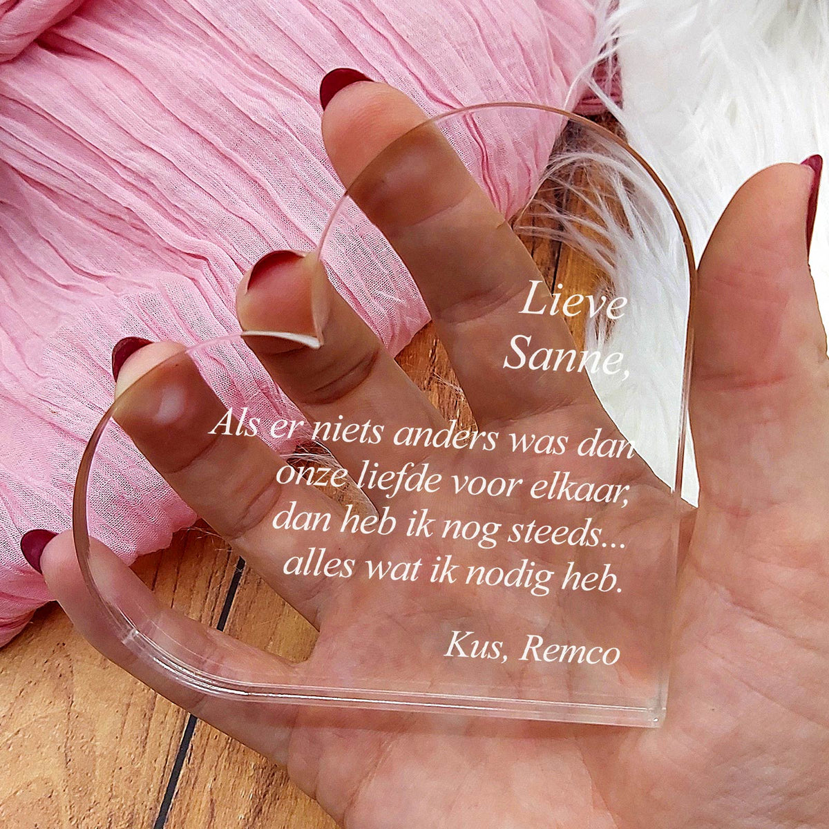 Als Er Niet Anders Was Hart van Plexi Glas - Bella Mia