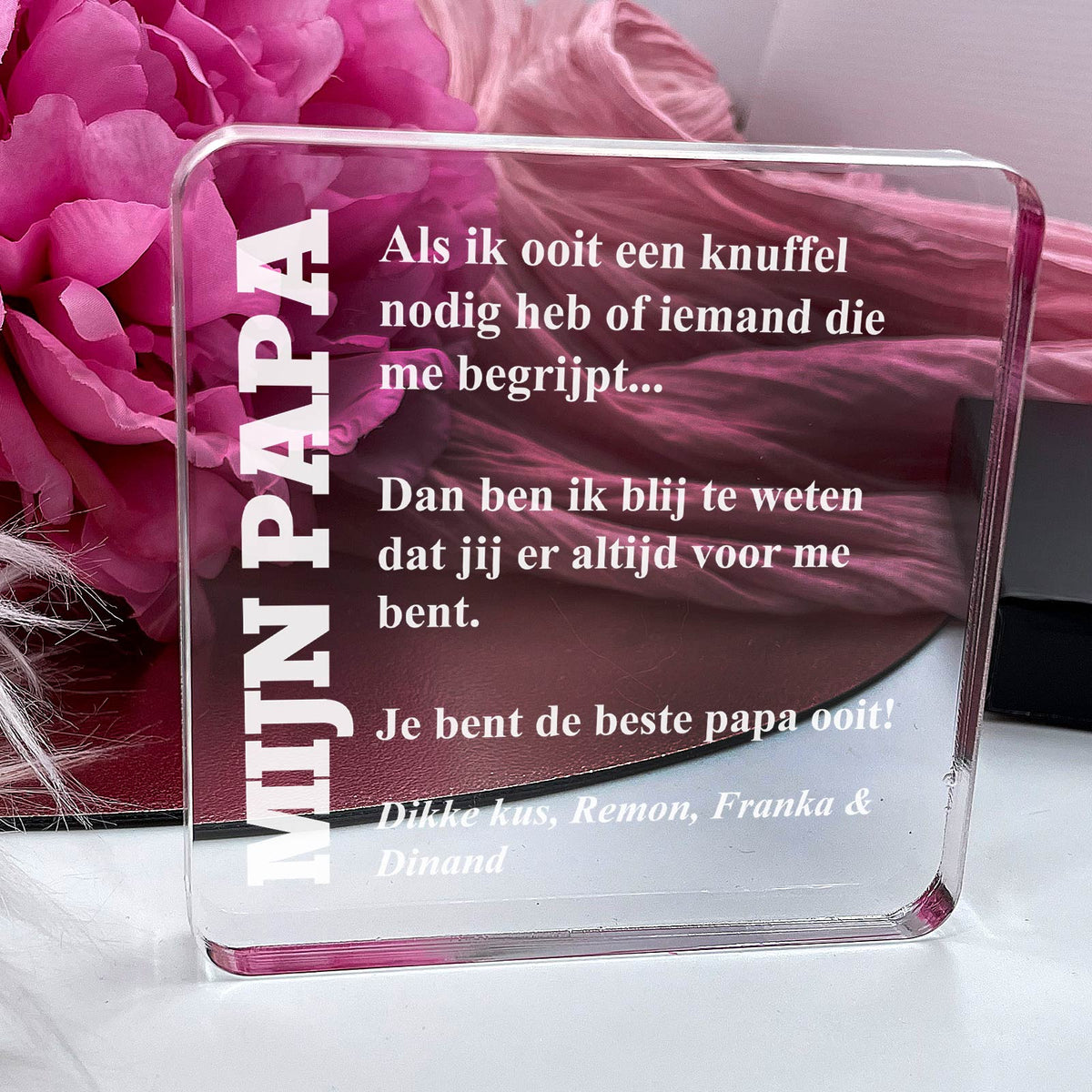 Als ik ooit een knuffel nodig heb... Plexi Glas Cadeau - Bella Mia