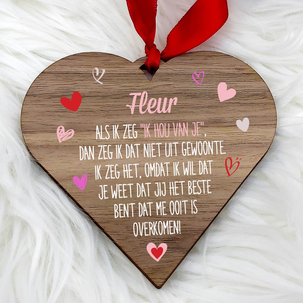 Als ik zeg ik hou van je - Hart van walnoot hout - Bella Mia