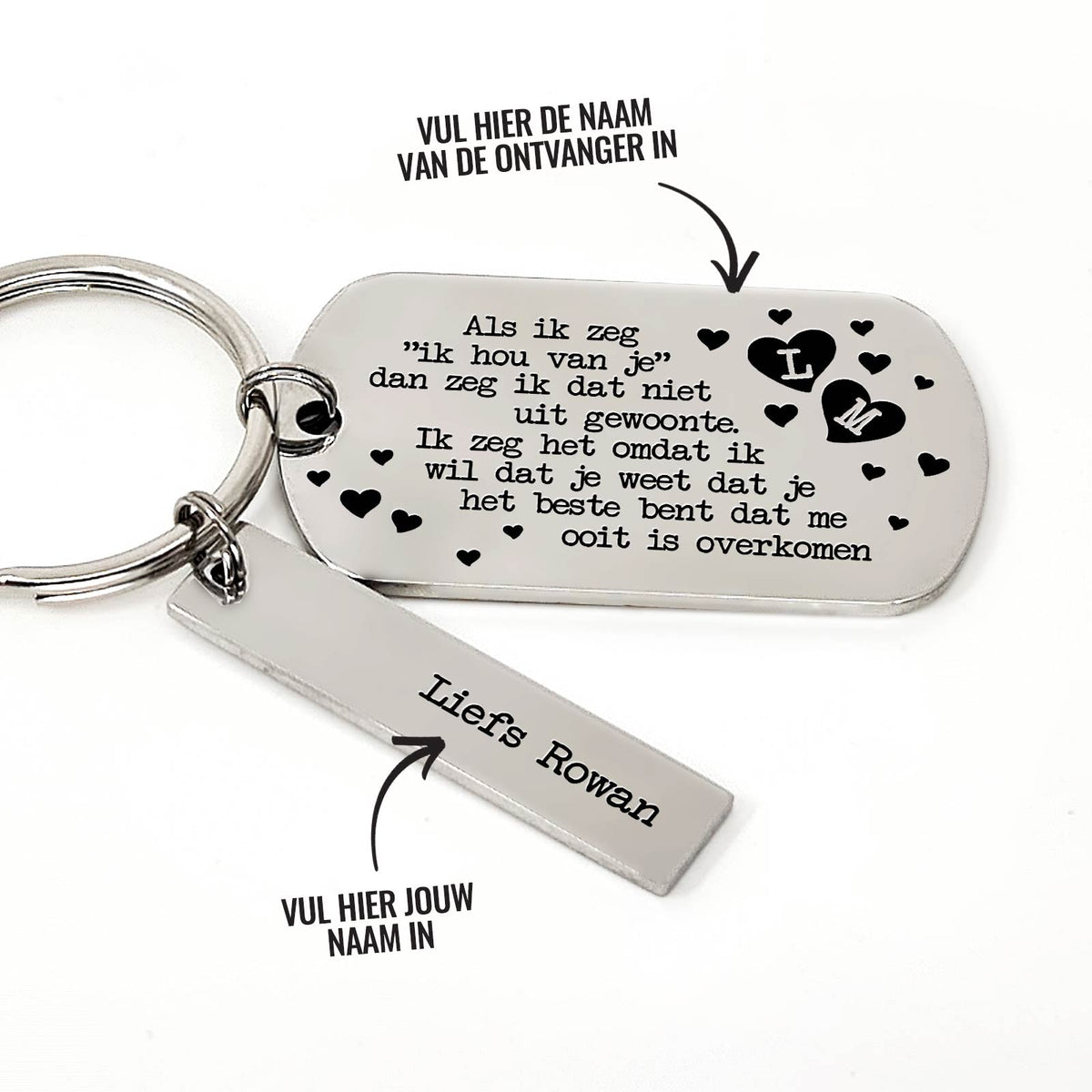 Als Ik Zeg Ik Hou Van Je Initialen Custom Sleutelhanger - Bella Mia