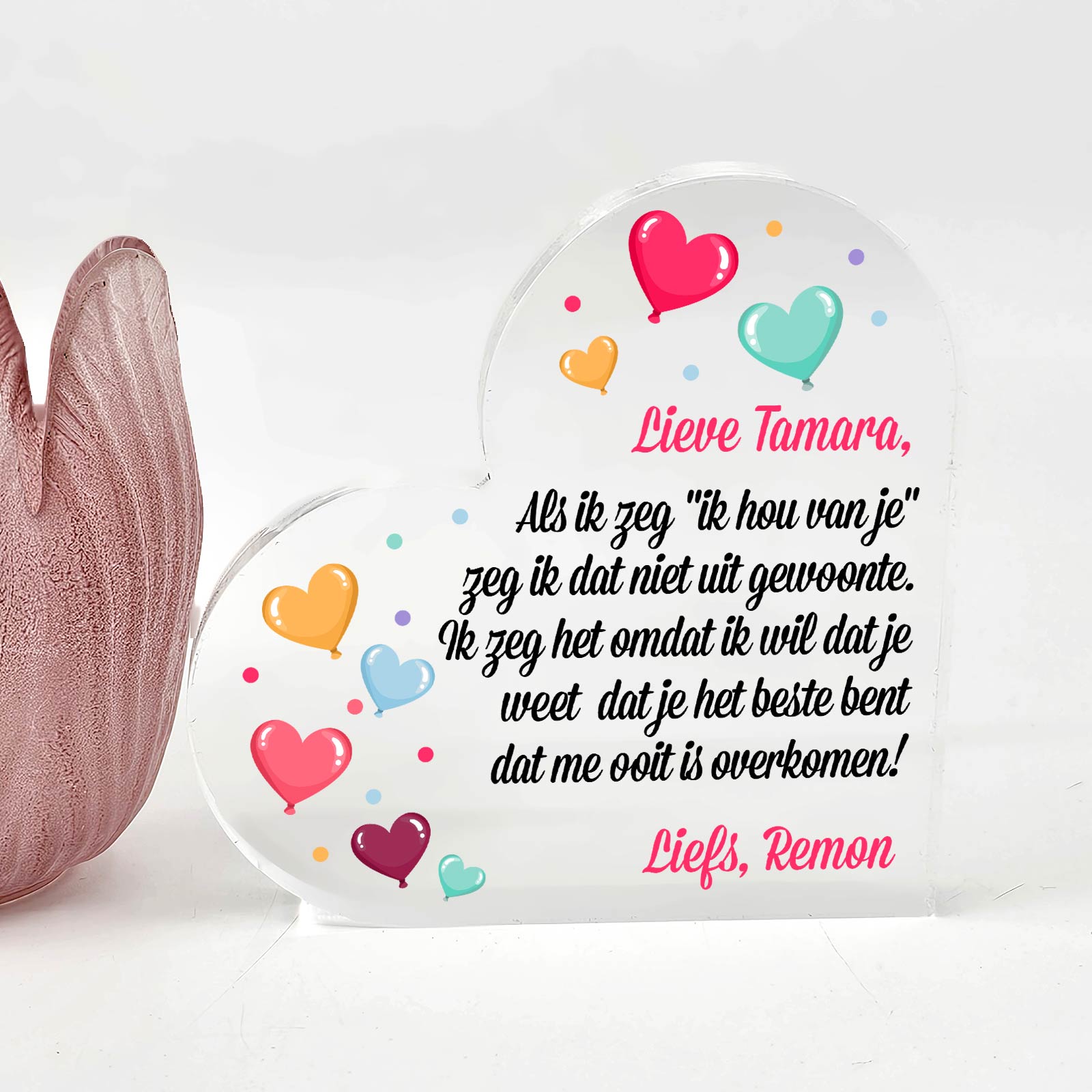 Als ik zeg ik hou van je... - Plexi Glas Hart - Bella Mia