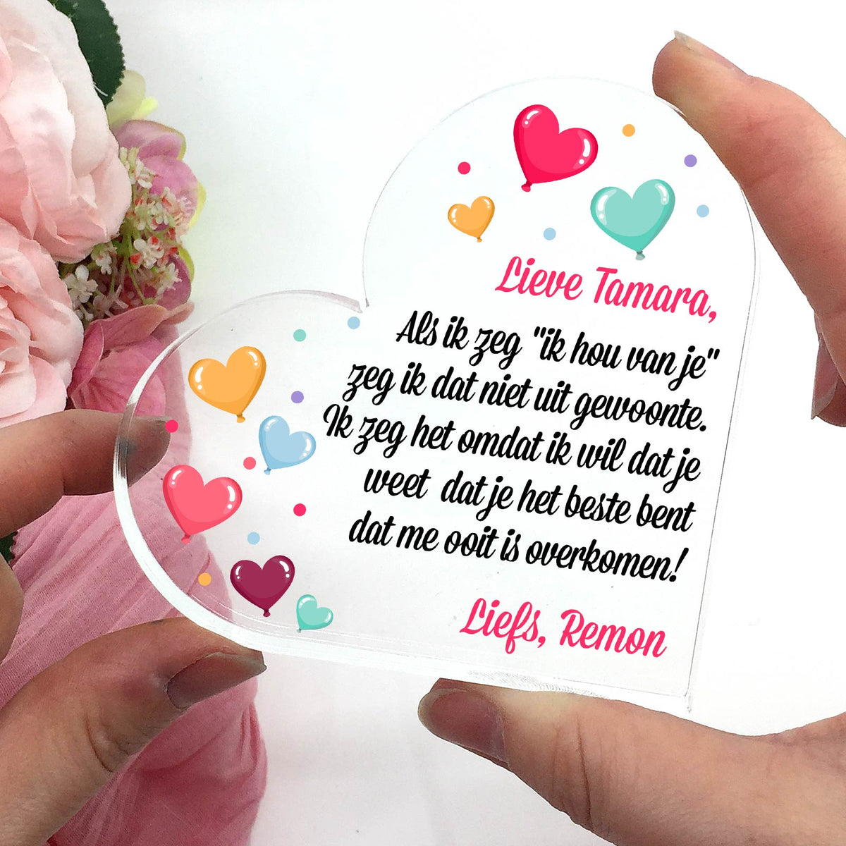 Als ik zeg ik hou van je... - Plexi Glas Hart - Bella Mia