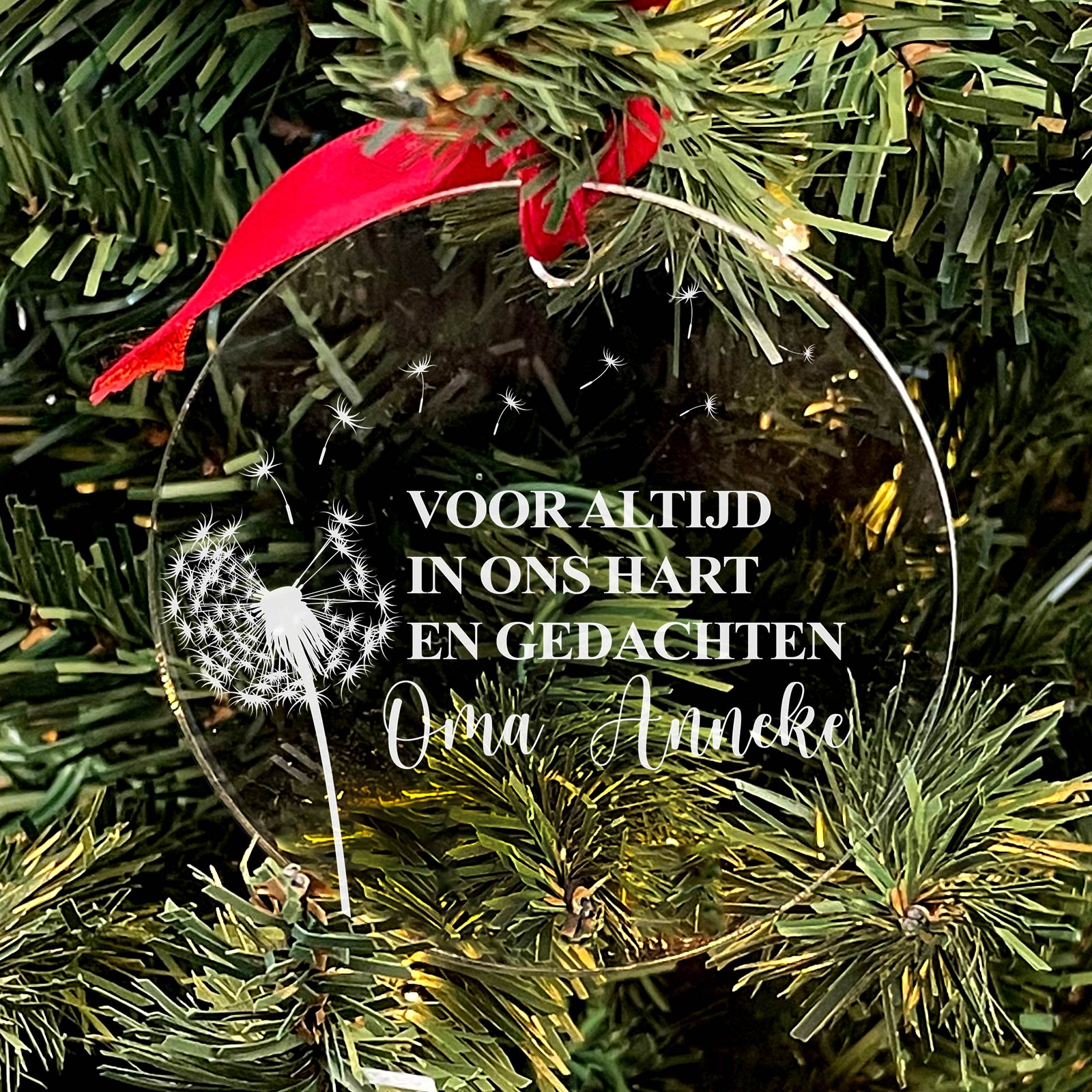 Altijd in onze gedachten! Plexiglas Kerstbal - Bella Mia