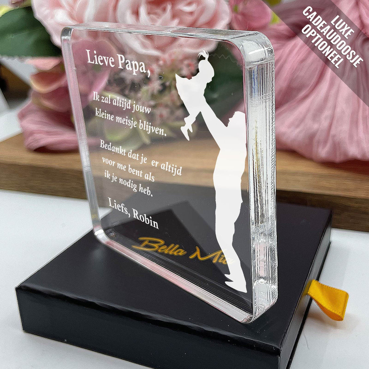 Altijd Jouw Kleine Meisje Plexi Glas Cadeau - Bella Mia