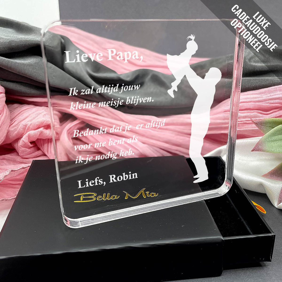 Altijd Jouw Kleine Meisje Plexi Glas Cadeau - Bella Mia