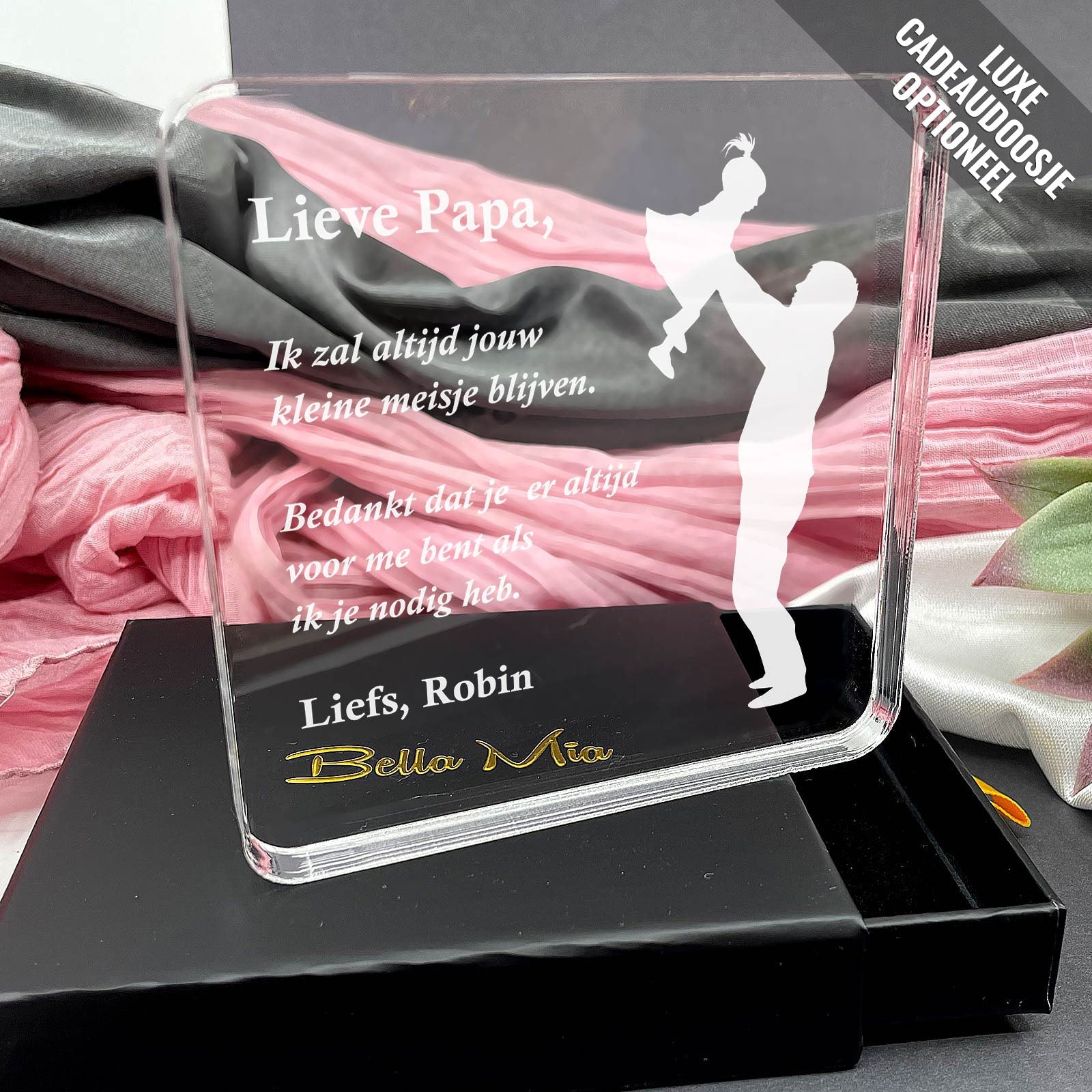 Altijd Jouw Kleine Meisje Plexi Glas Cadeau - Bella Mia