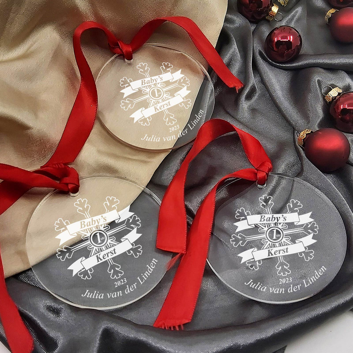 Babies Eerste Kerst Plexiglas Kerstbal - Bella Mia