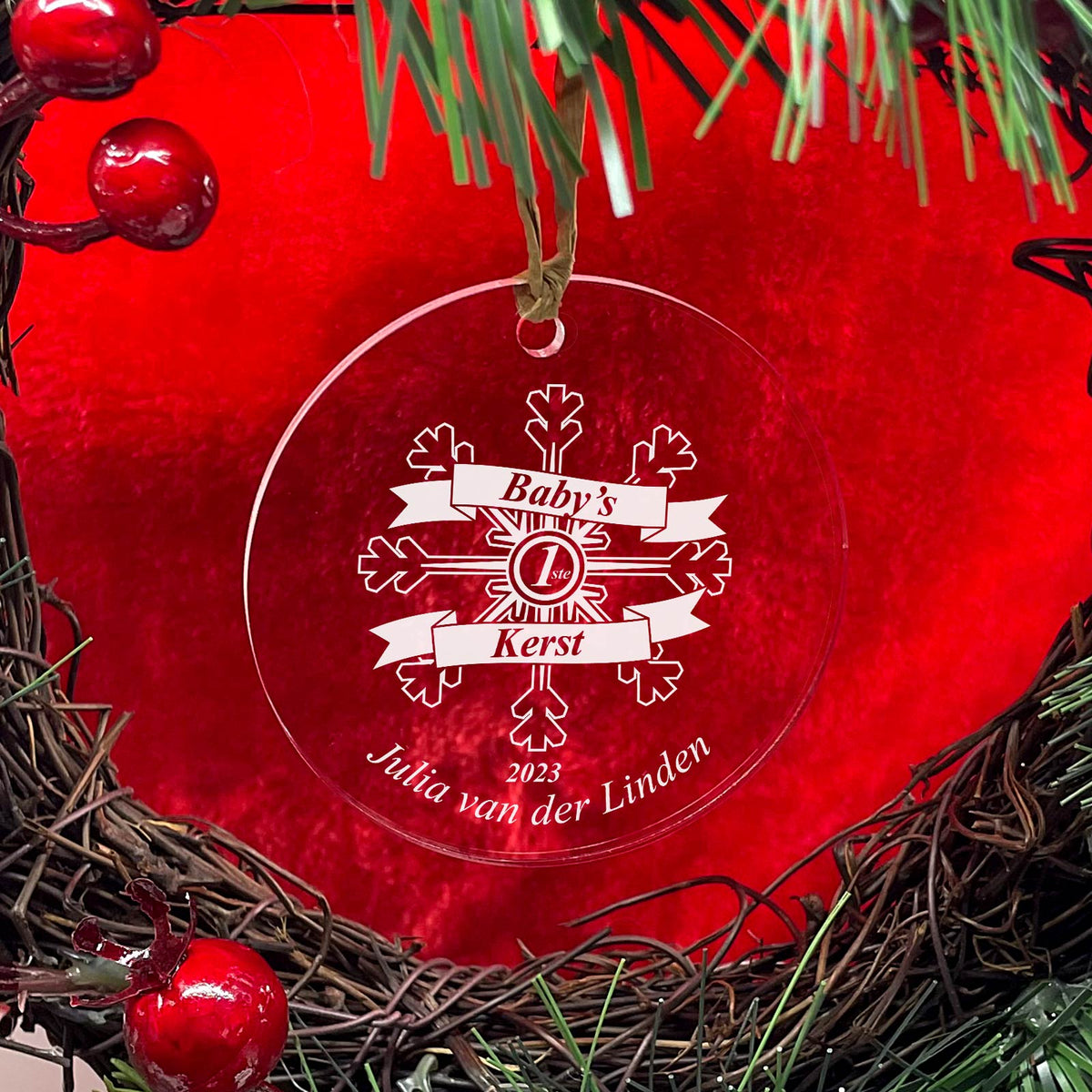 Babies Eerste Kerst Plexiglas Kerstbal - Bella Mia