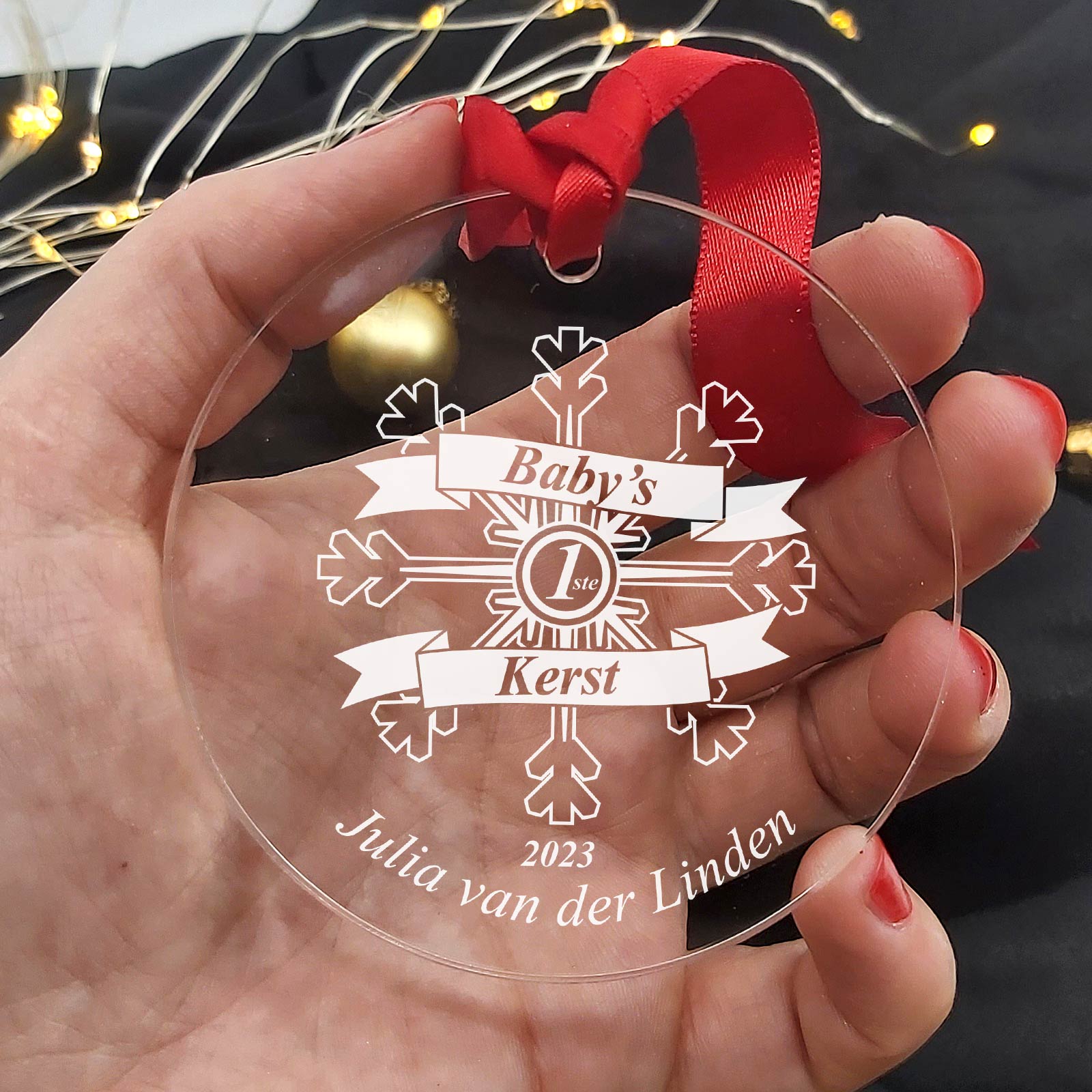 Babies Eerste Kerst Plexiglas Kerstbal - Bella Mia