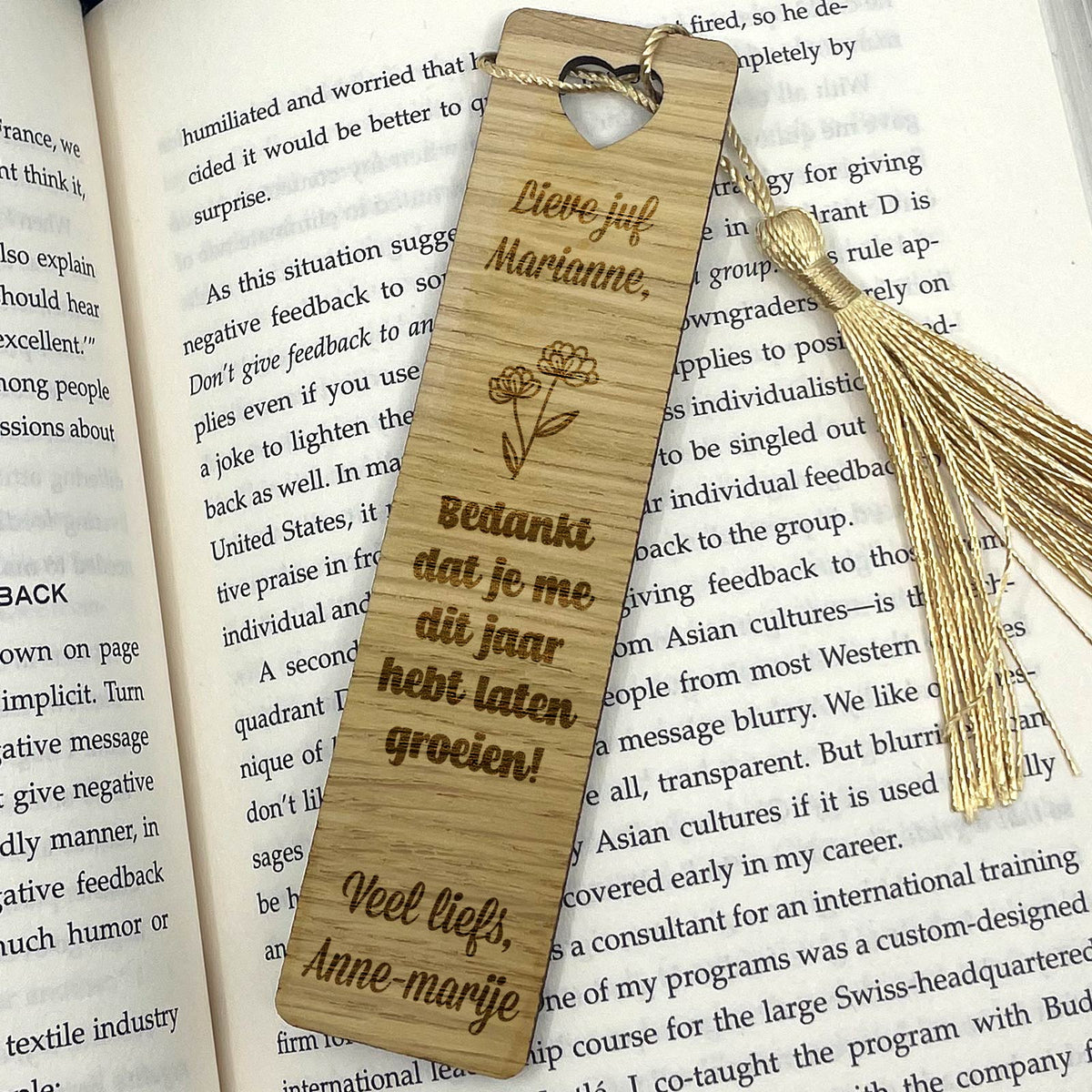 Bedankt dat je me hebt laten groeien! - Houten Boekenlegger - Bella Mia