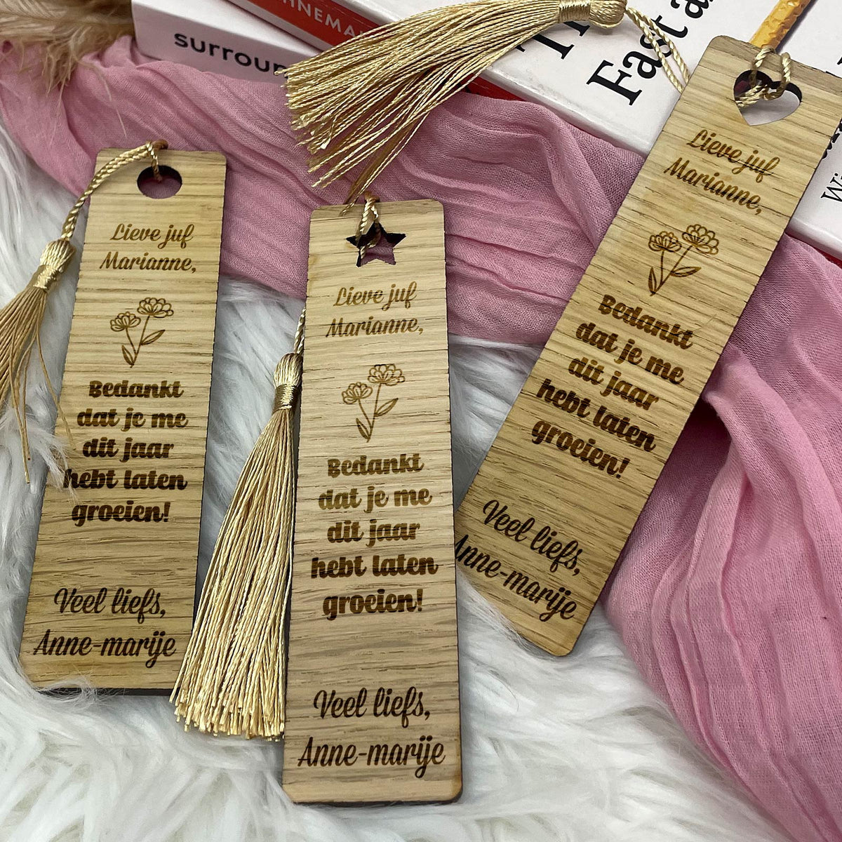 Bedankt dat je me hebt laten groeien! - Houten Boekenlegger - Bella Mia