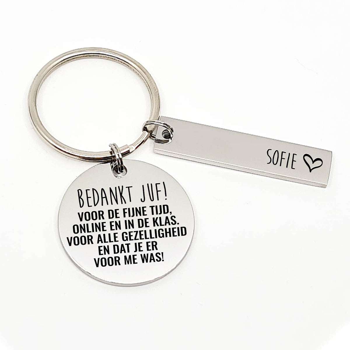 Bedankt Juf Voor De Fijne TIjd Sleutelhanger - Bella Mia