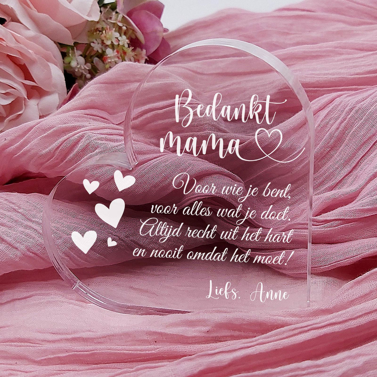 Bedankt mama - Hart van Plexiglas - Bella Mia
