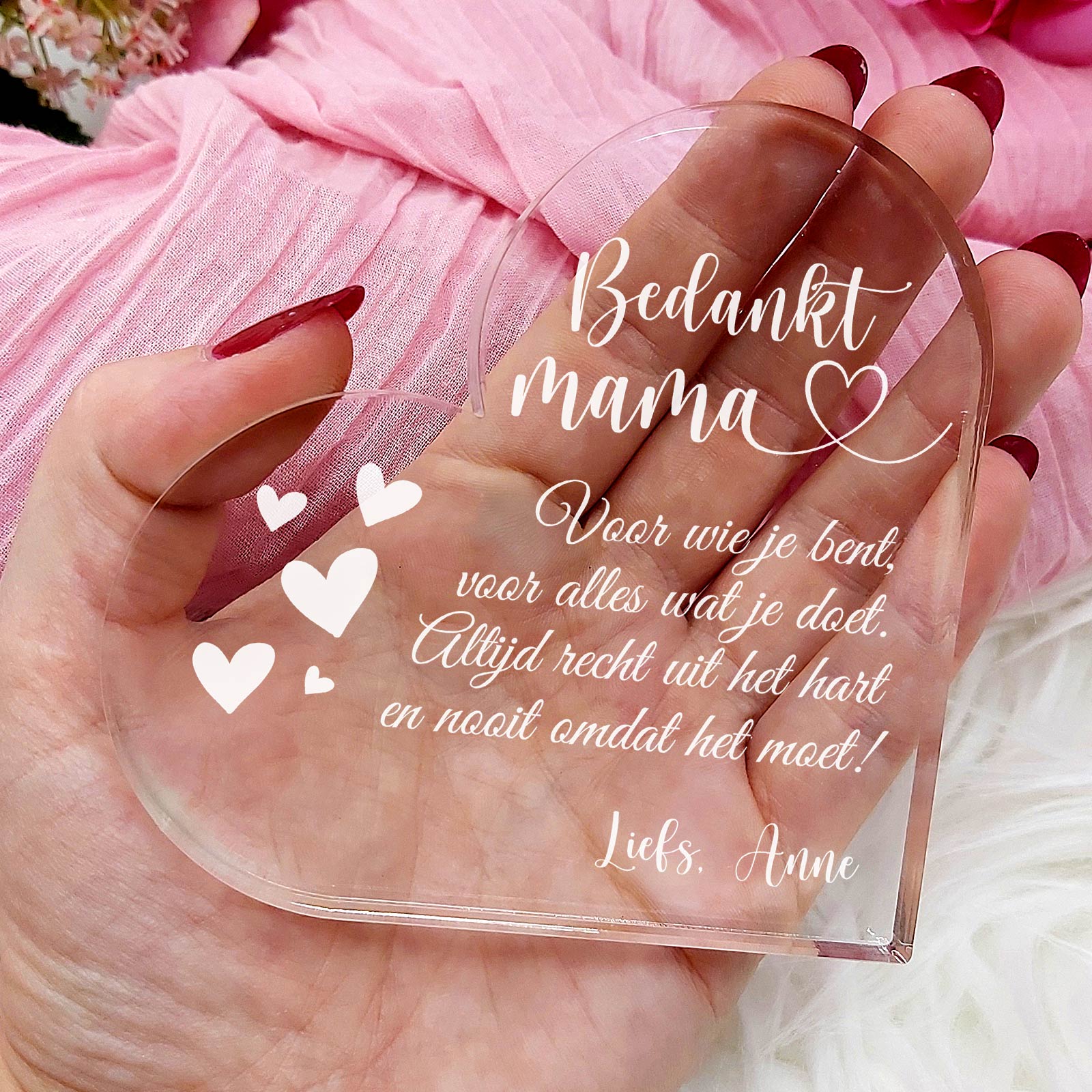 Bedankt mama - Hart van Plexiglas - Bella Mia