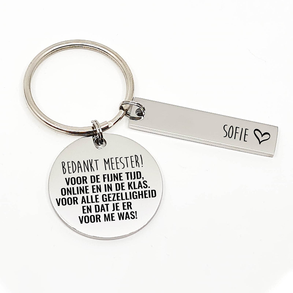 Bedankt Meester Voor De Fijne Tijd Sleutelhanger - Bella Mia