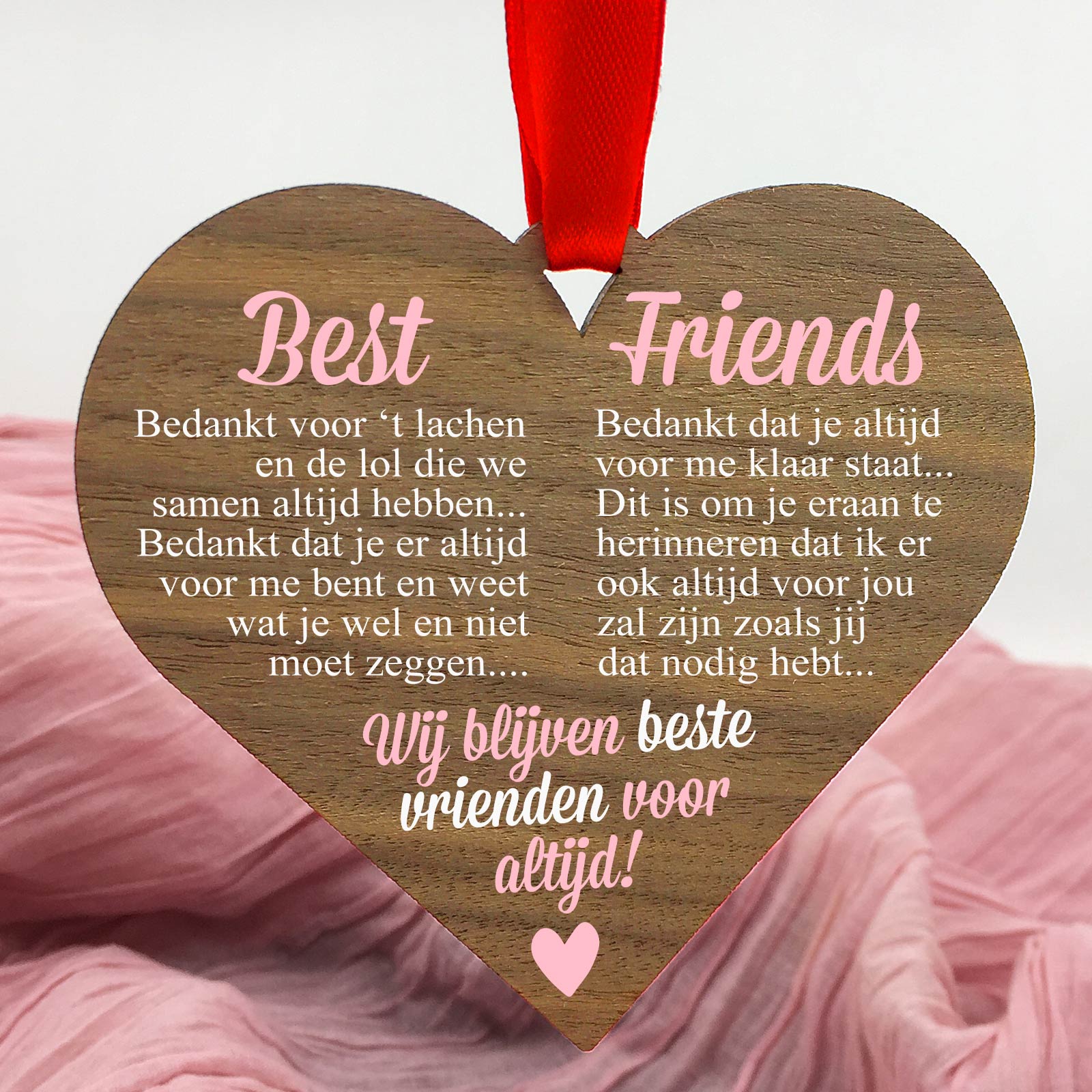Best Friends - Hart van walnoot hout - Bella Mia