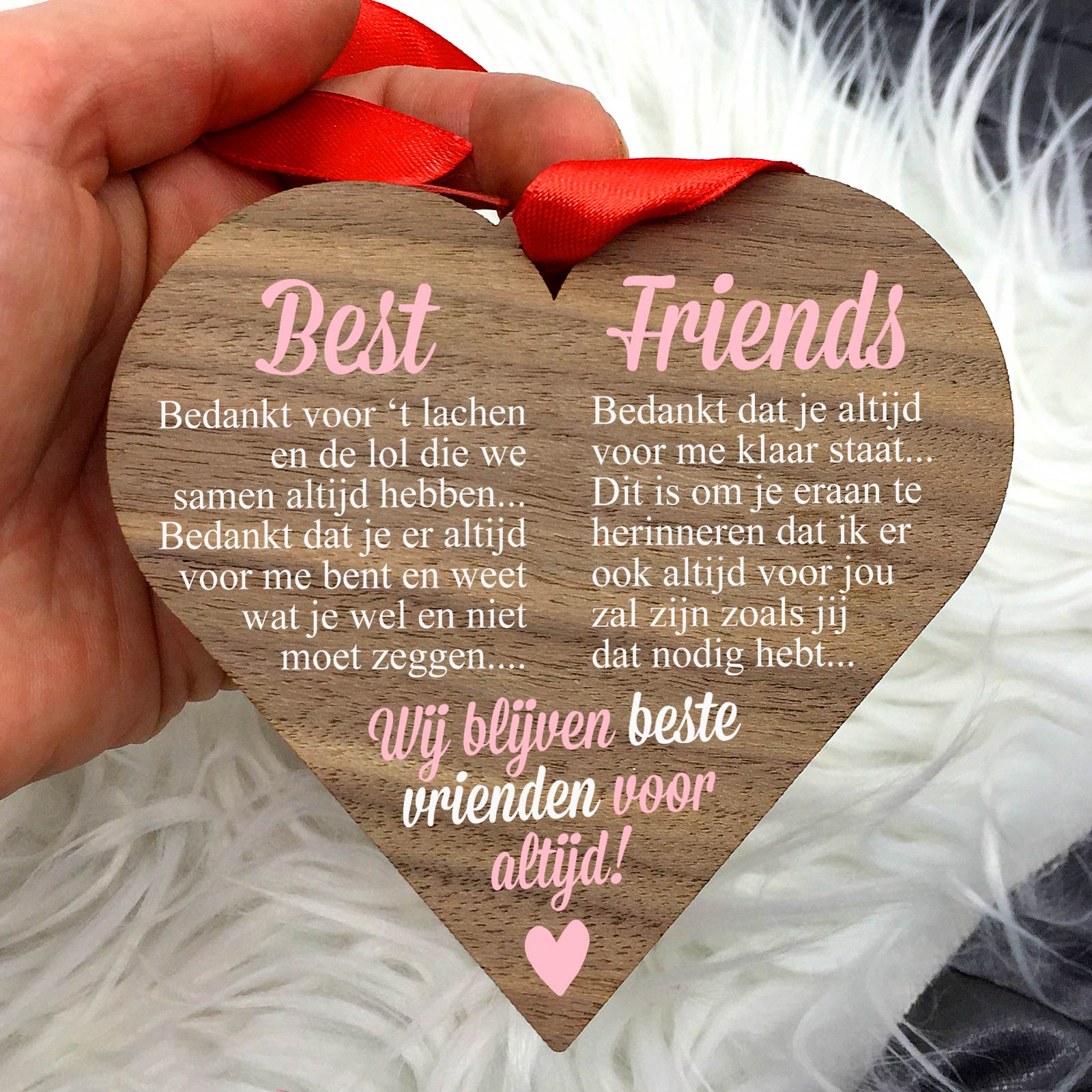 Best Friends - Hart van walnoot hout - Bella Mia
