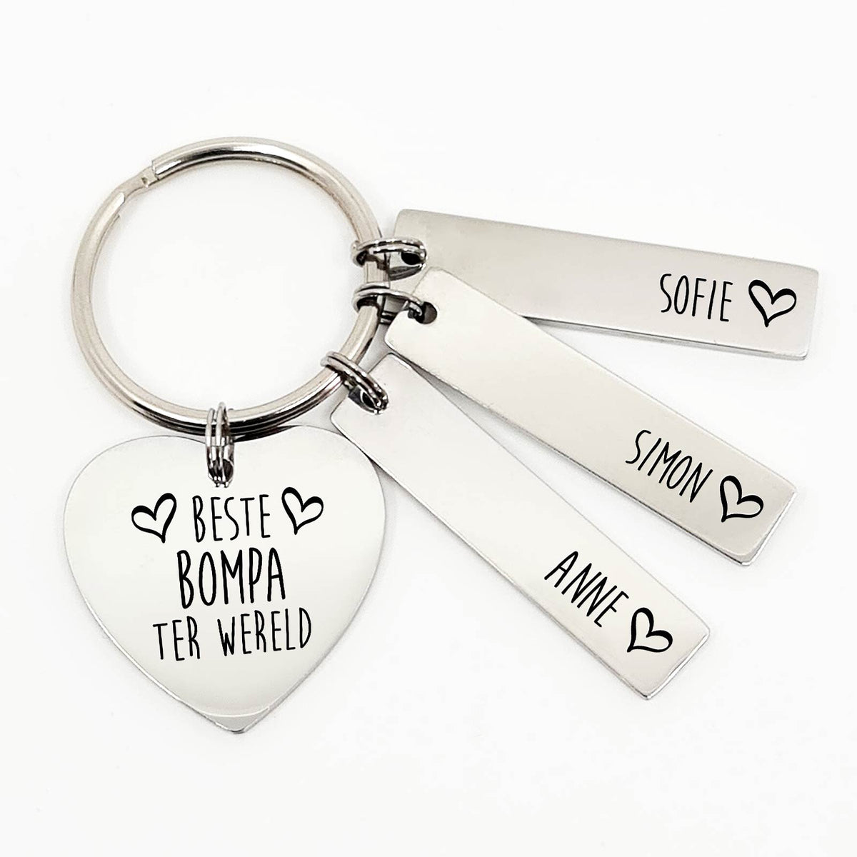 Beste Bompa Ter Wereld- Hart Sleutelhanger - Bella Mia