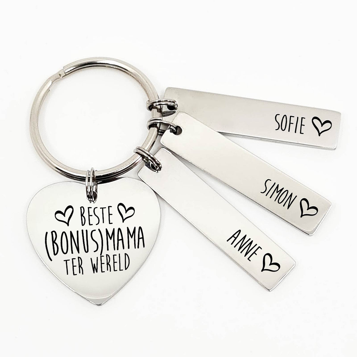 Beste (Bonus)mama Ter Wereld - Hart Sleutelhanger - Bella Mia