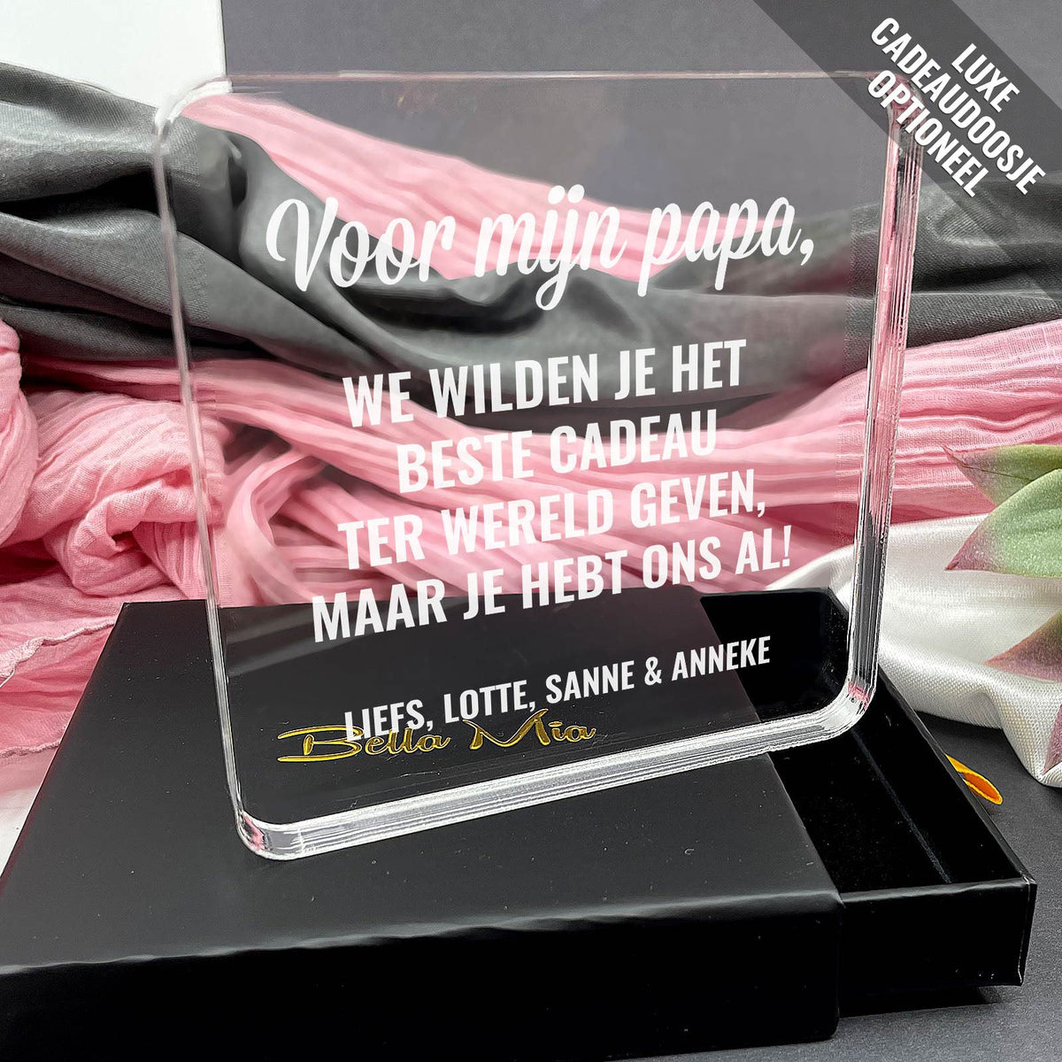 Beste Cadeau ter Wereld Plexi Glas Cadeau - Bella Mia
