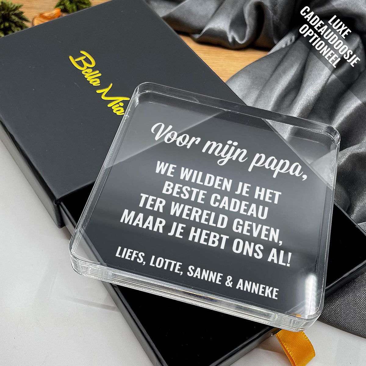 Beste Cadeau ter Wereld Plexi Glas Cadeau - Bella Mia