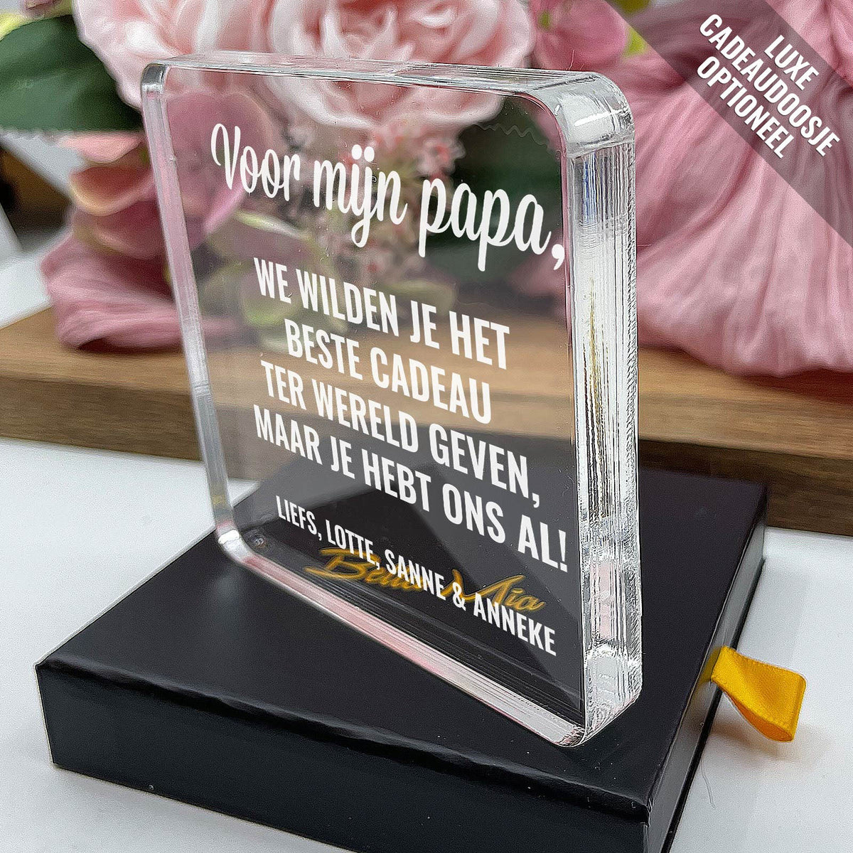 Beste Cadeau ter Wereld Plexi Glas Cadeau - Bella Mia