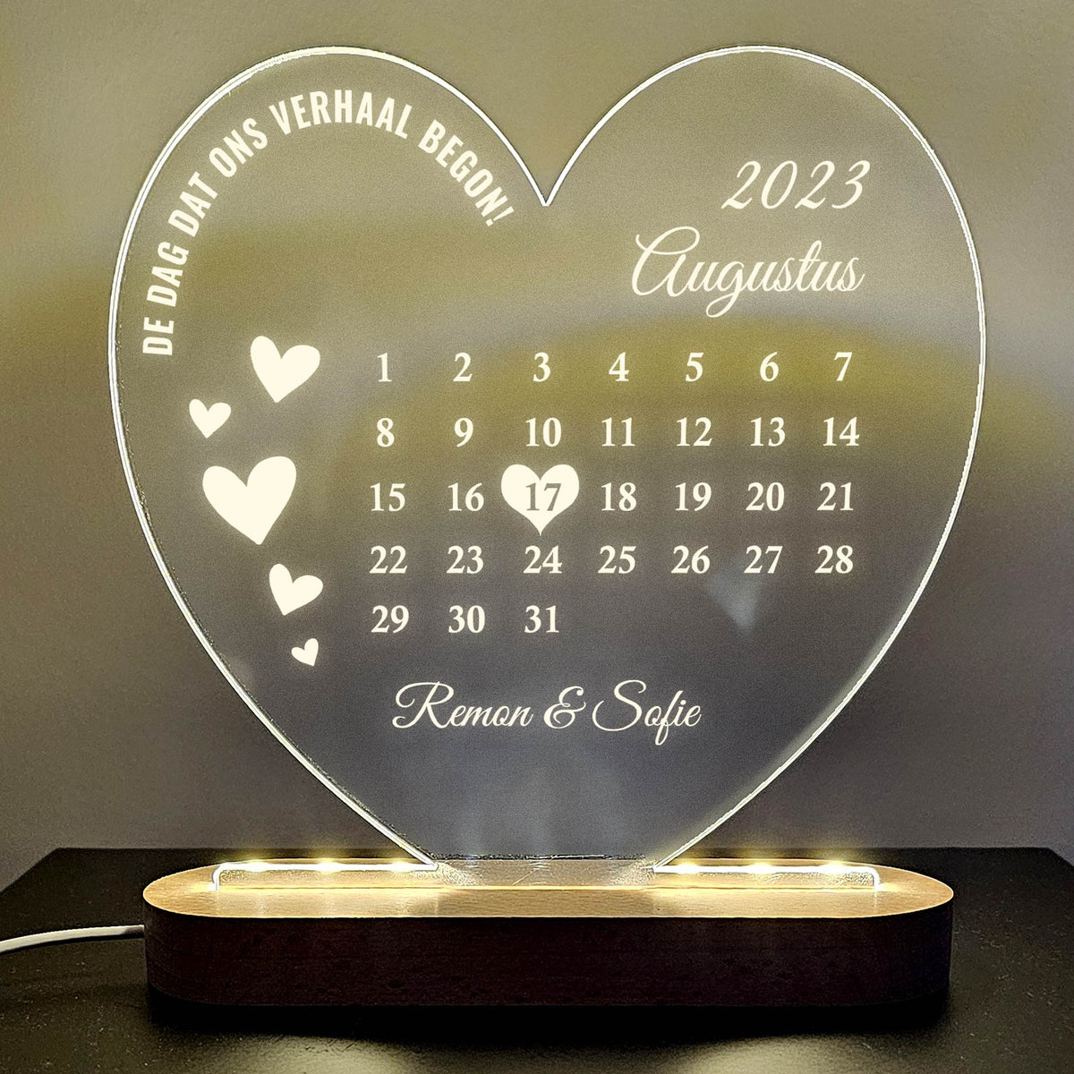 Beste Dag Ooit Kalender - Hart Ledlamp - Bella Mia