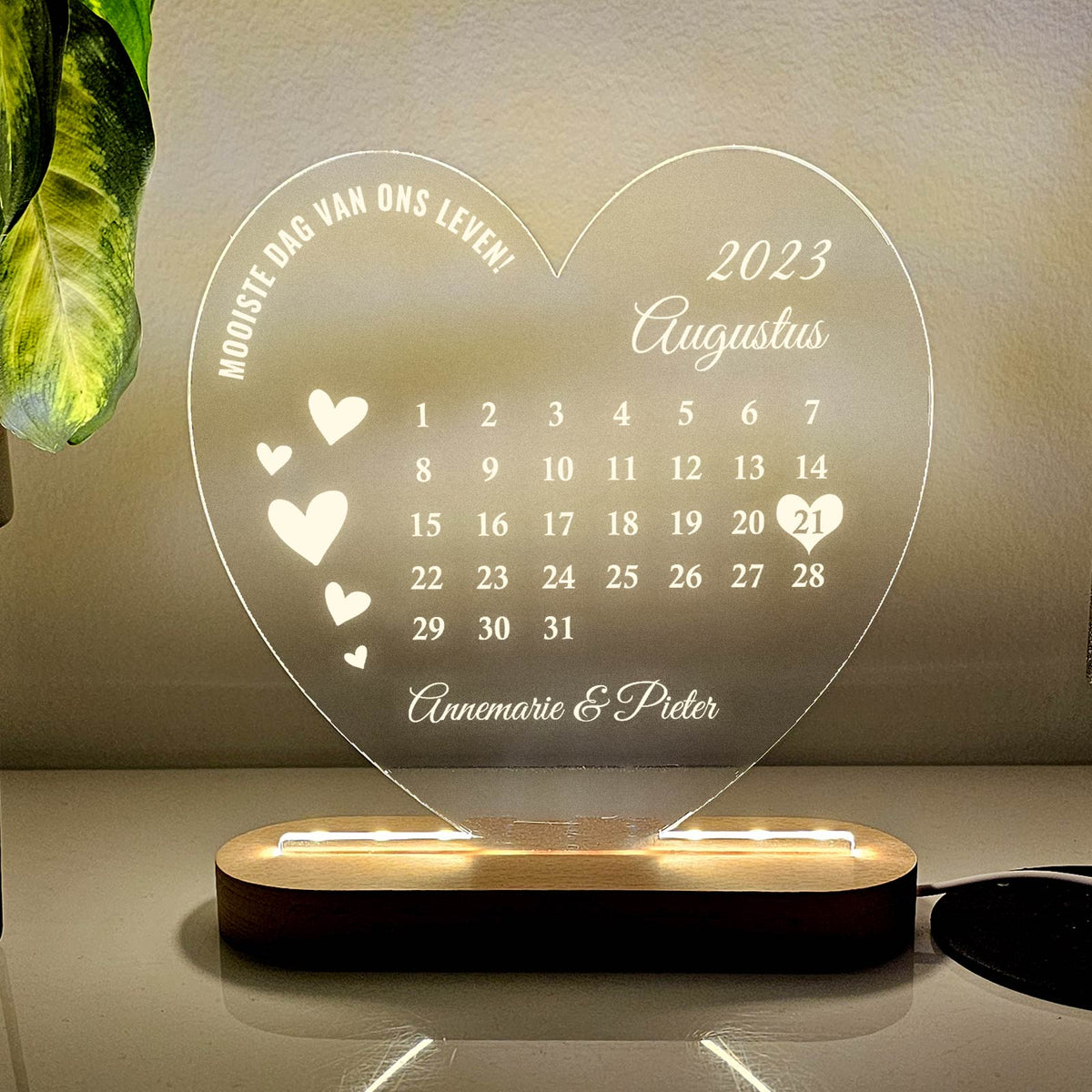 Beste Dag Ooit Kalender - Hart Ledlamp - Bella Mia