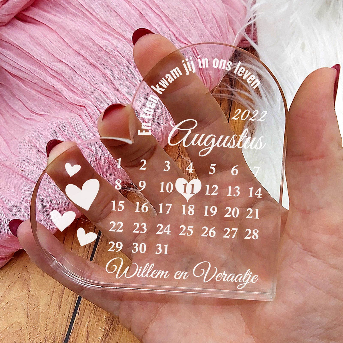 Beste Dag Ooit Kalender - Hart van Plexi Glas - Bella Mia