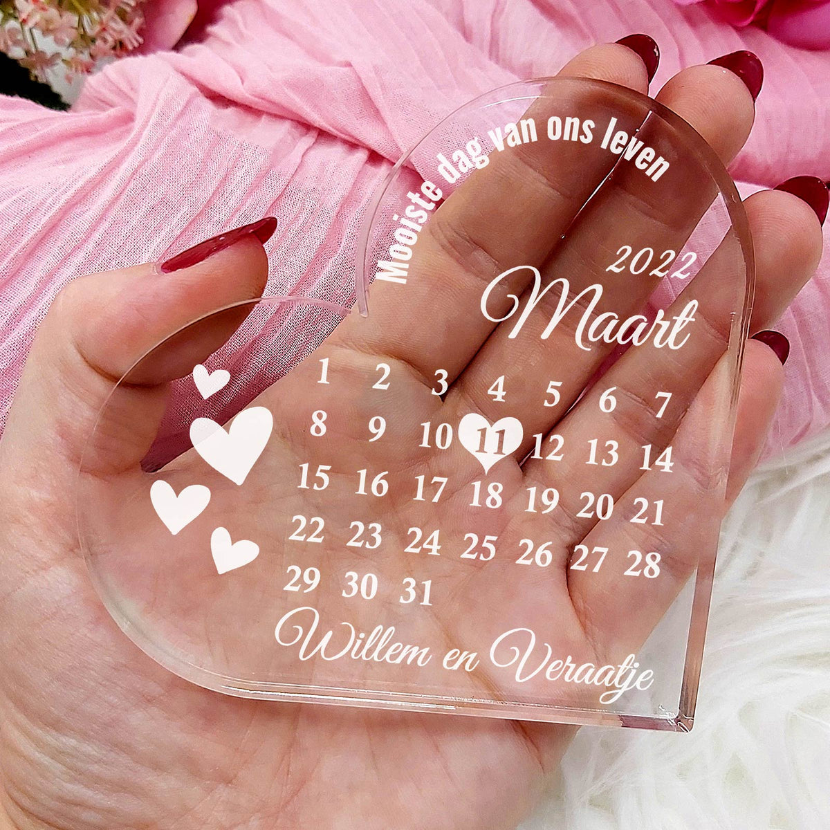 Beste Dag Ooit Kalender - Hart van Plexi Glas - Bella Mia