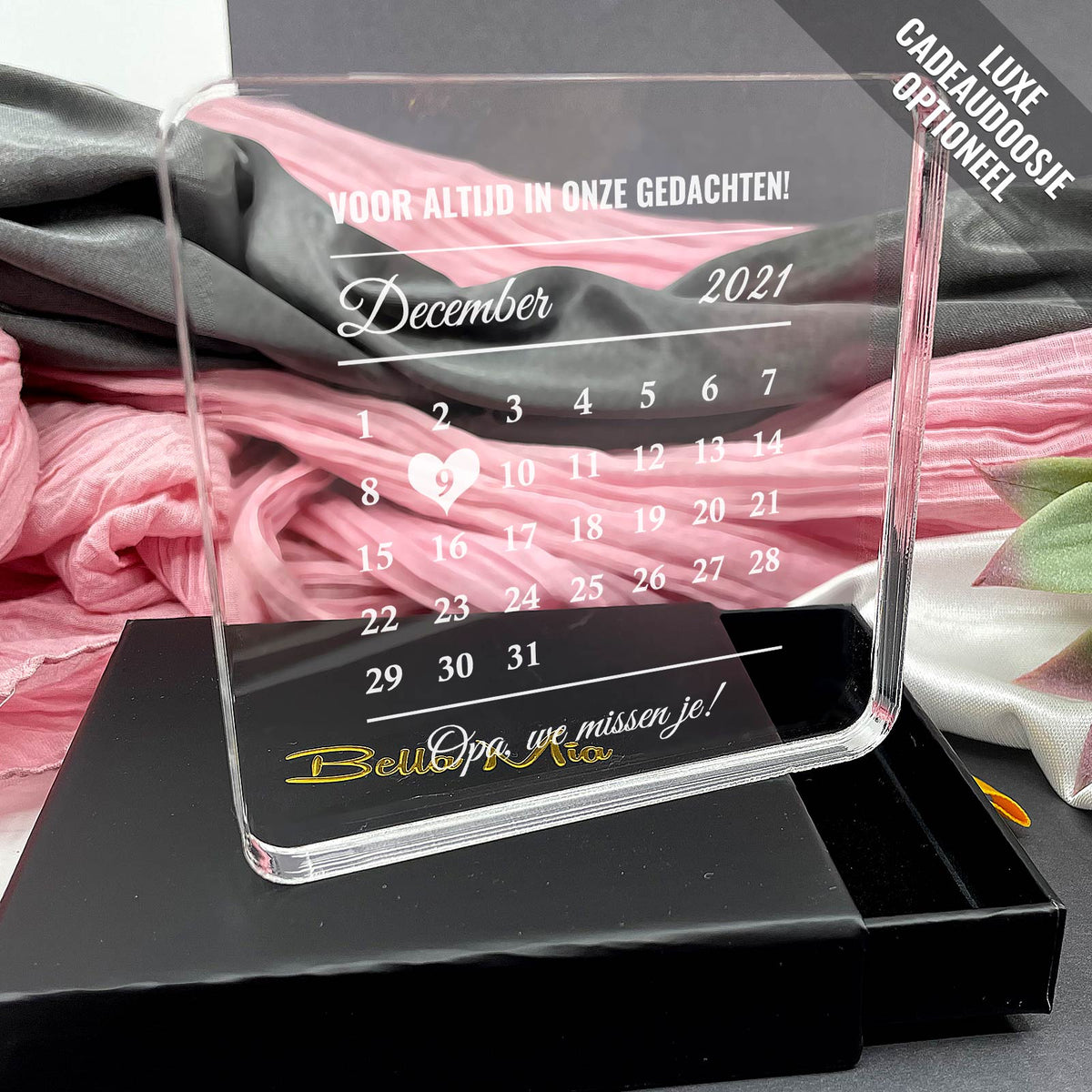 Beste Dag Ooit Kalender - Plaque van Plexi Glas - Bella Mia