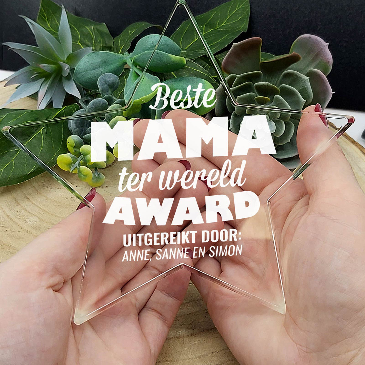 Beste Mama Ter Wereld Plexiglas Ster - Bella Mia