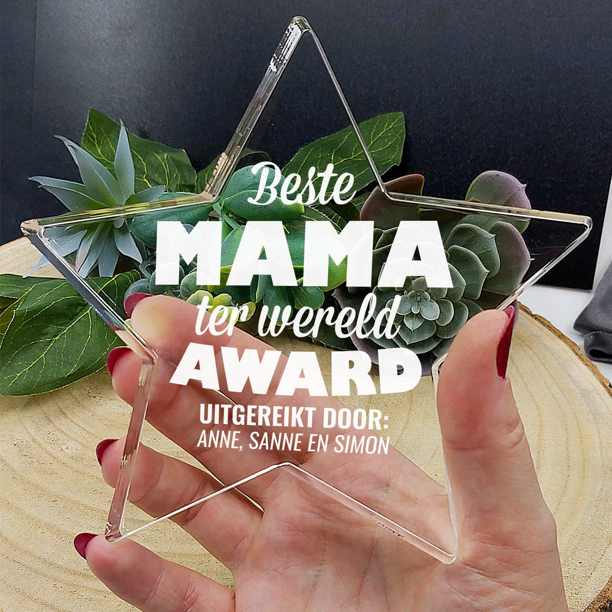 Beste Mama Ter Wereld Plexiglas Ster - Bella Mia