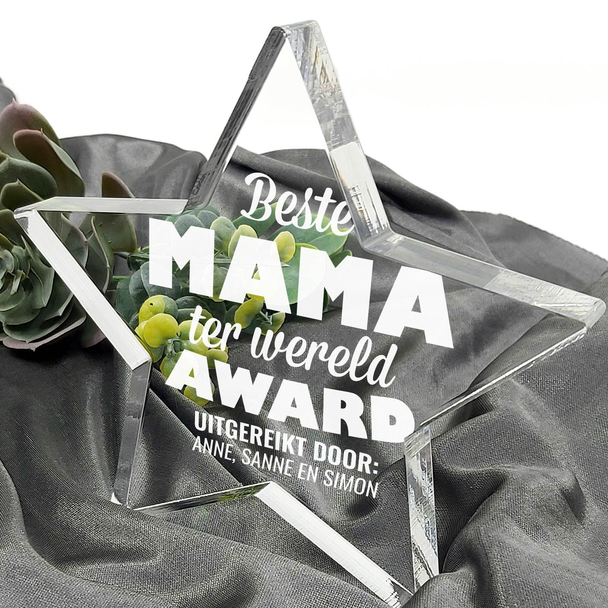 Beste Mama Ter Wereld Plexiglas Ster - Bella Mia