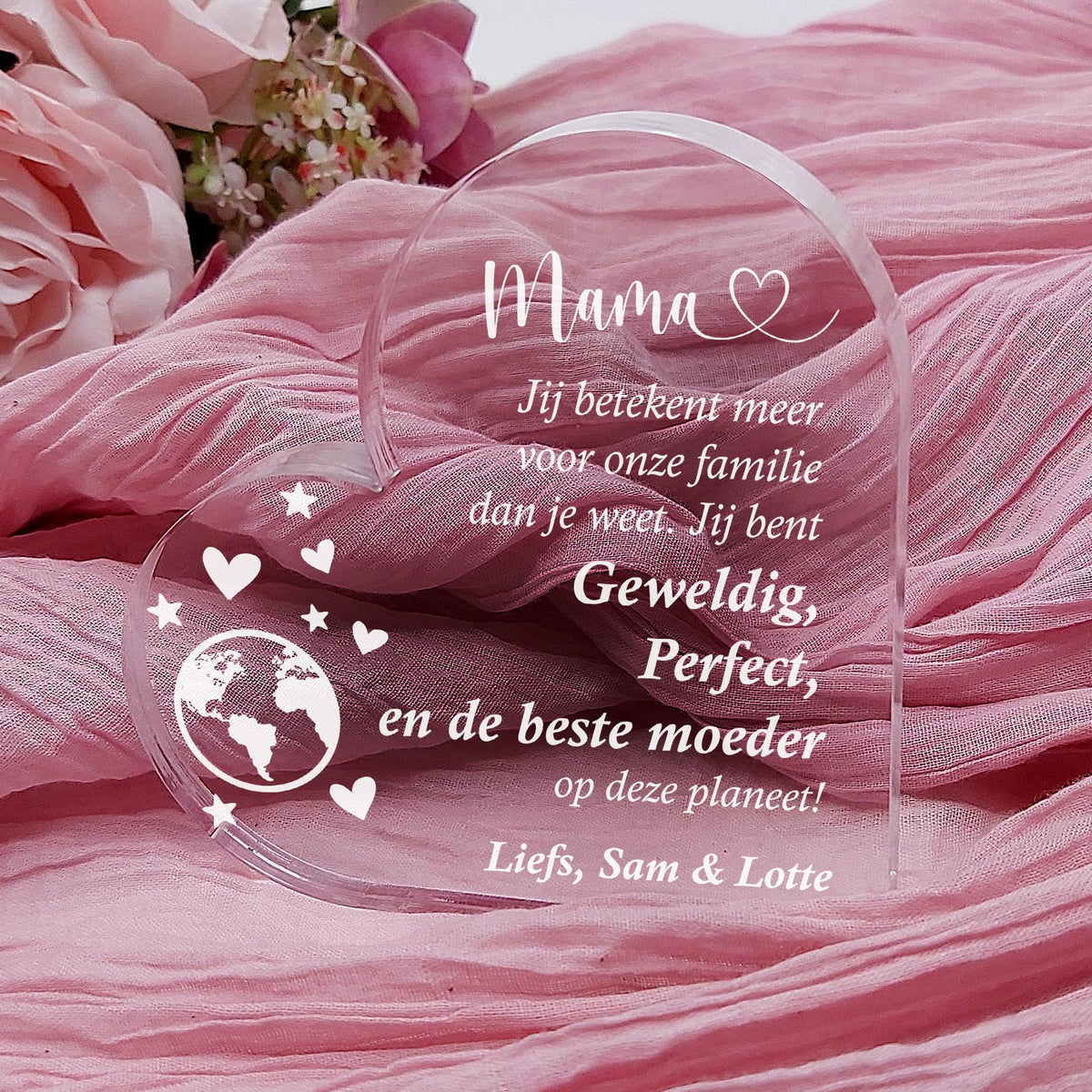 Beste moeder van de planeet Hart Van Plexi Glas - Bella Mia