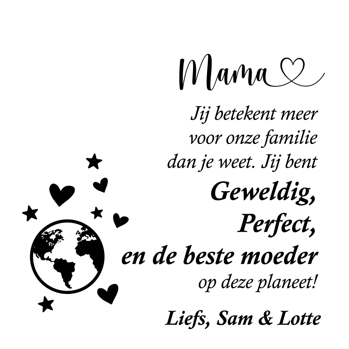 Beste moeder van de planeet Hart Van Plexi Glas - Bella Mia