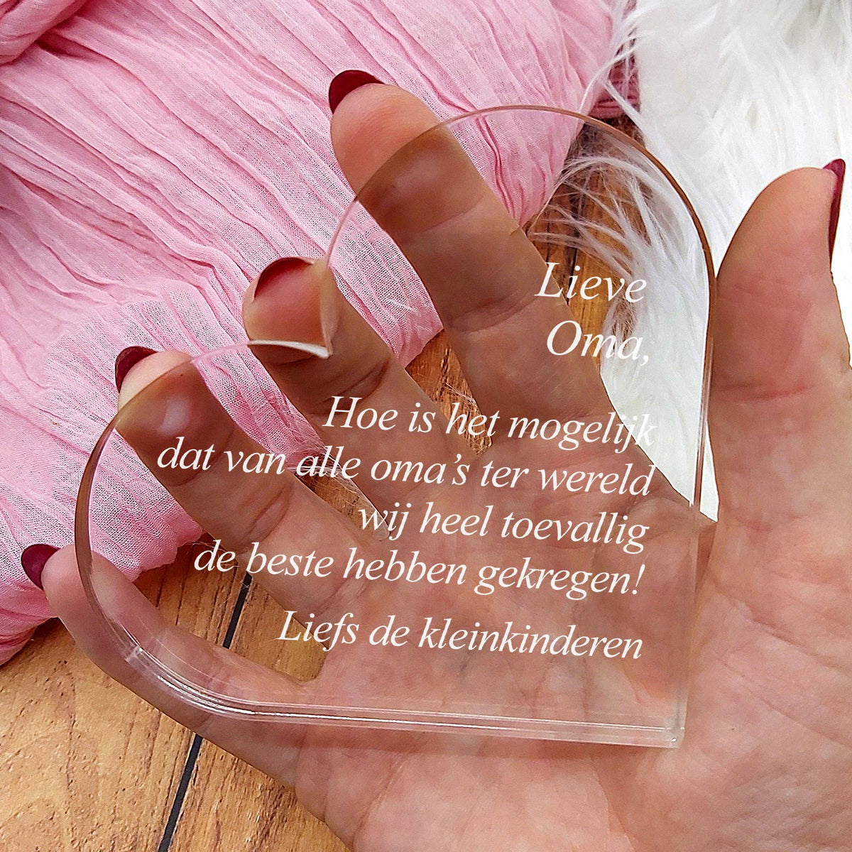 Beste Oma Ter Wereld - Oma Hart van Plexi Glas - Bella Mia