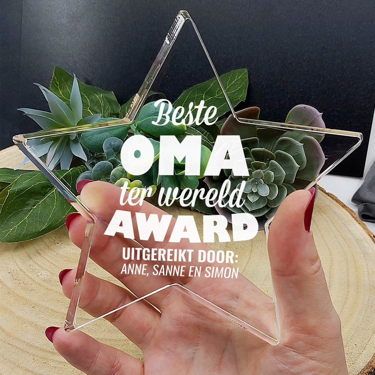 Beste Oma Ter Wereld Plexiglas Ster - Bella Mia