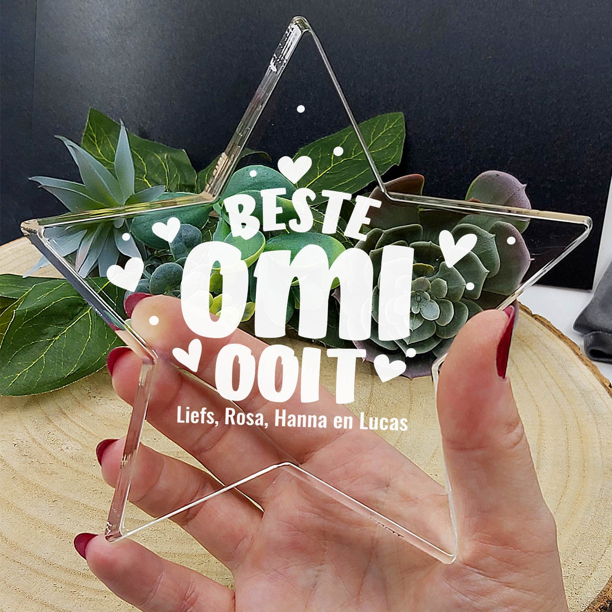 Beste Omi Ooit Plexiglas Ster - Bella Mia