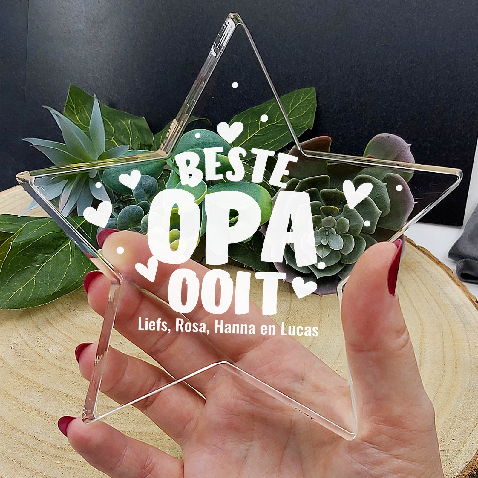Beste Opa Ooit Plexiglas Ster - Bella Mia