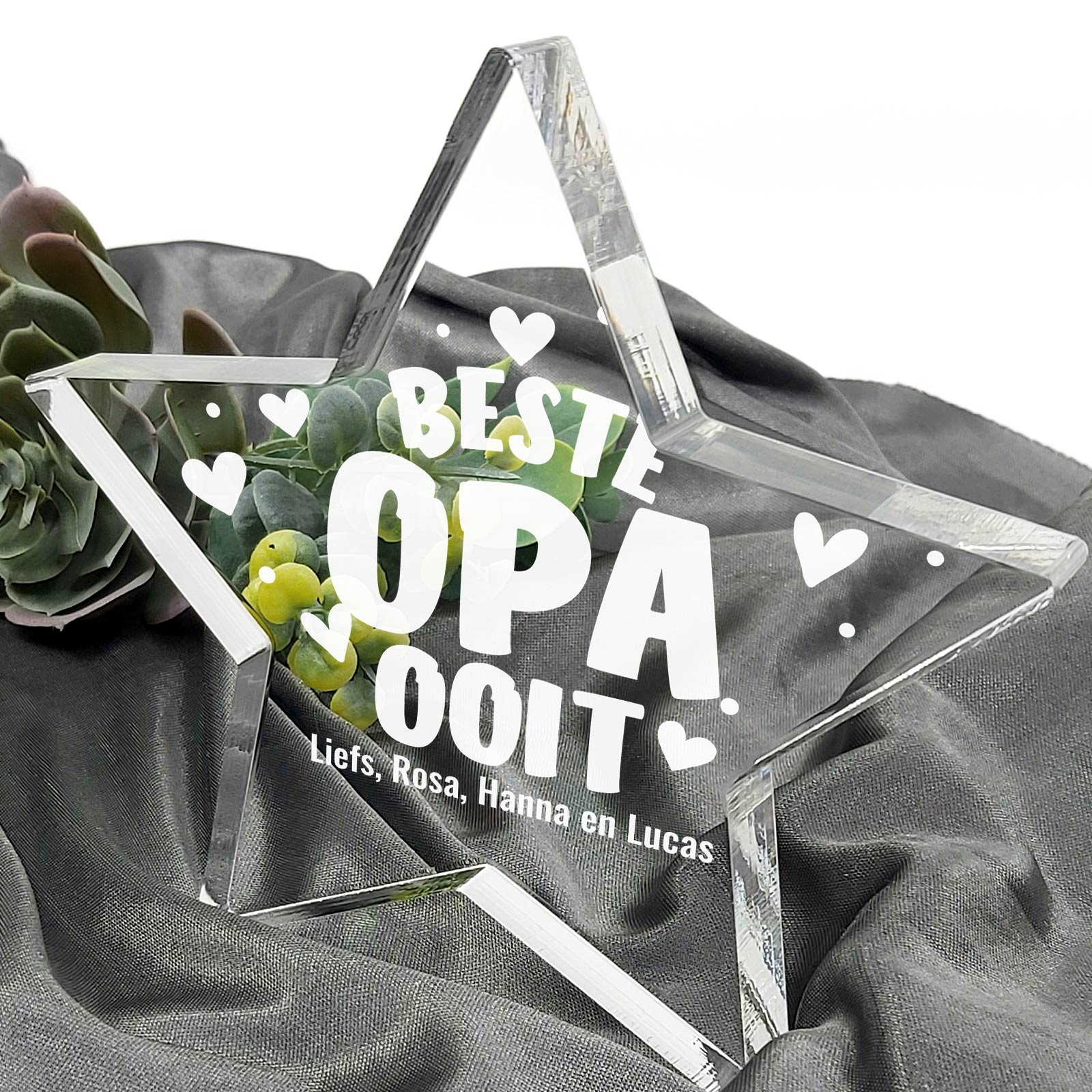 Beste Opa Ooit Plexiglas Ster - Bella Mia